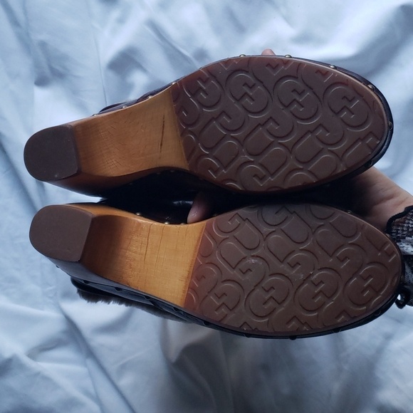 UGG AUSTRALIA "LYNNEA" BROWN LEATHER SHEARLING LINING WOOD CLOG BOOTS size5 - Picture 10 of 16